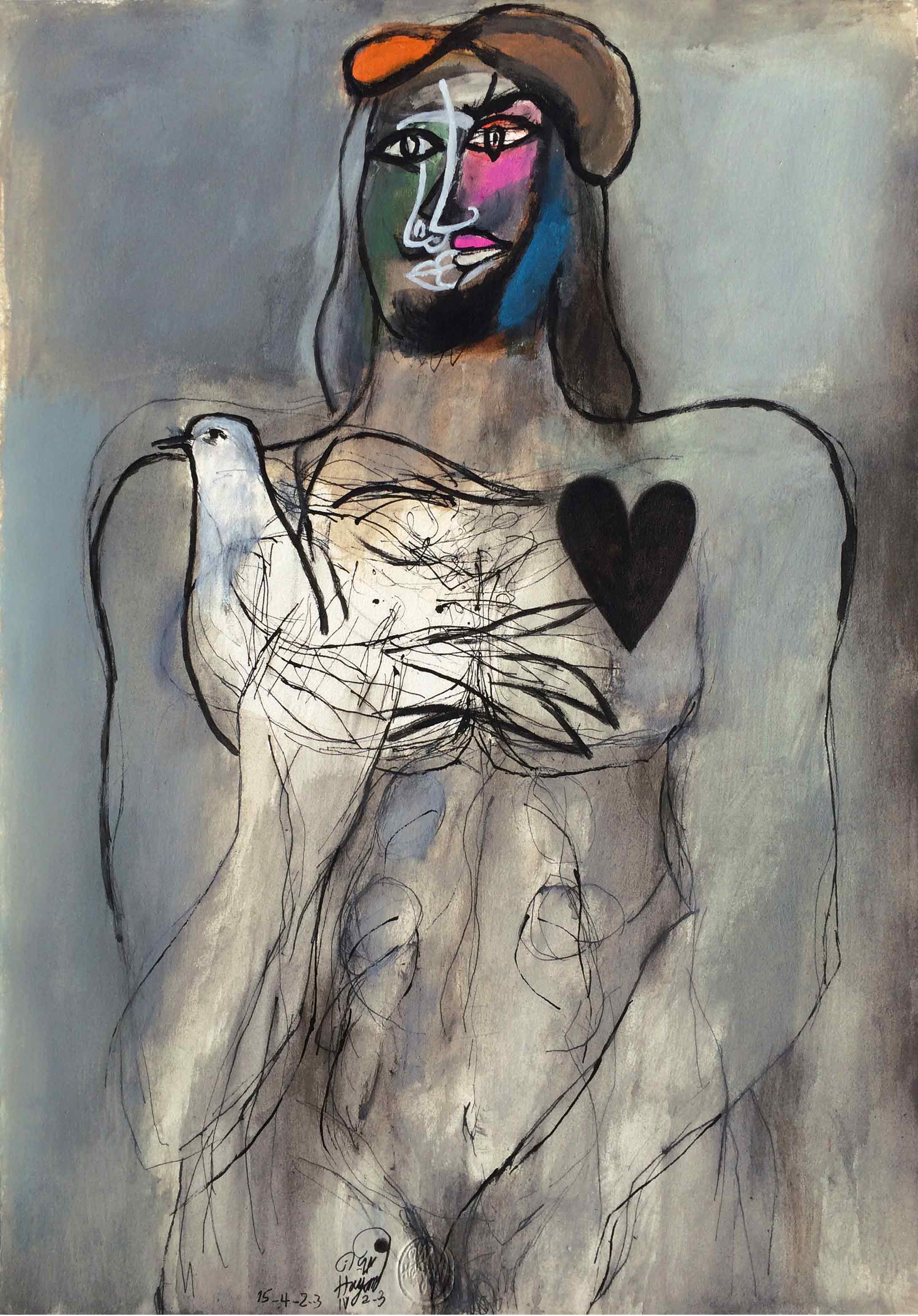 Man With a Hat With Dove