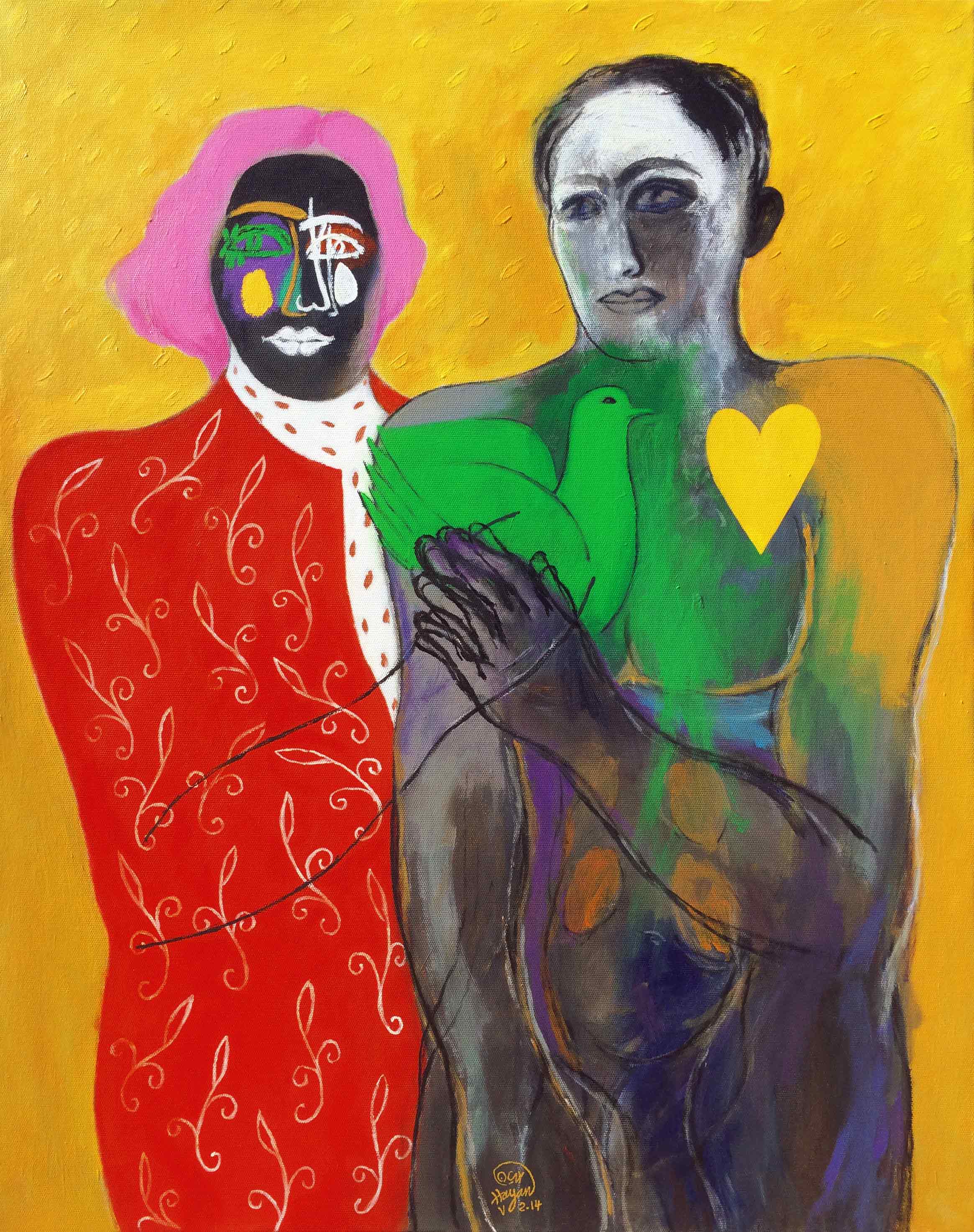 Man And Woman With A Red Robe Embroiedered