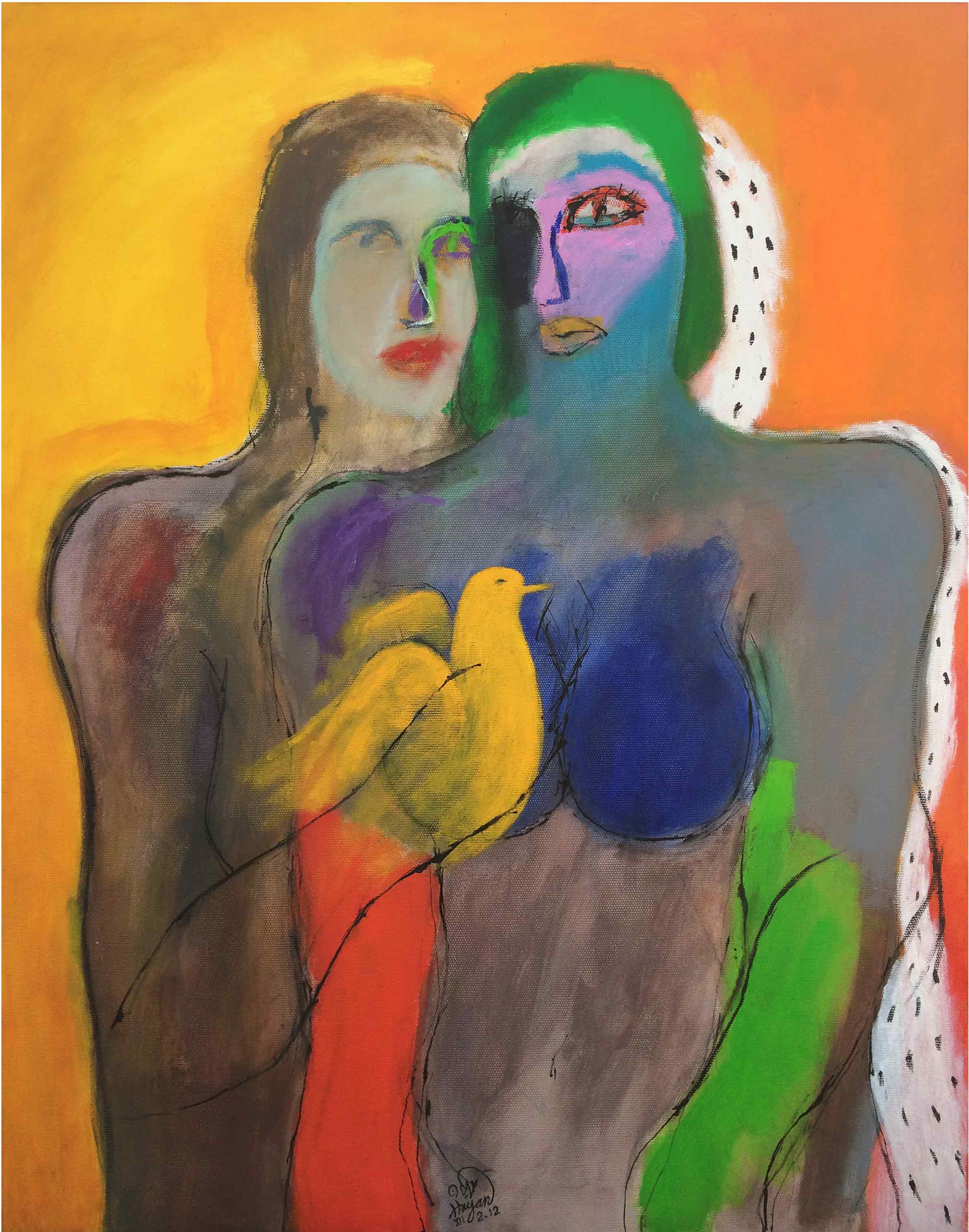 Two Woman with Dove