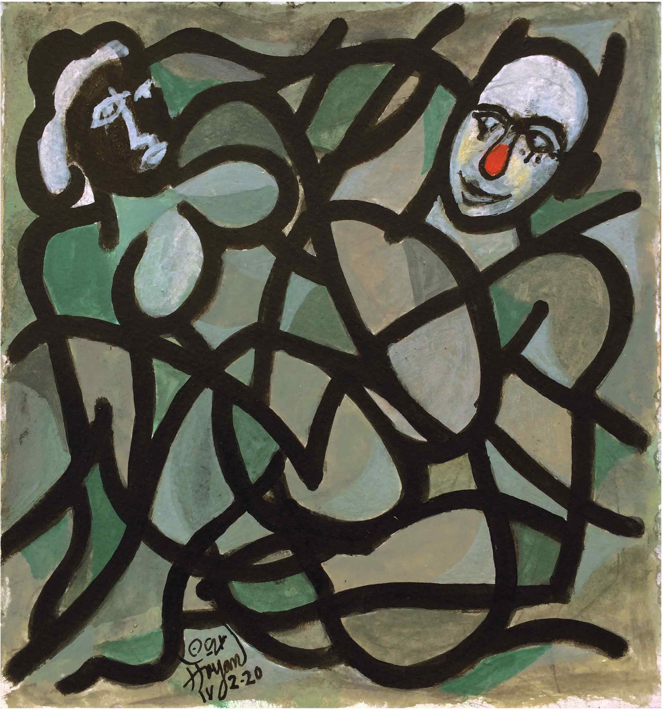 A Woman and A Clown in An Embrace